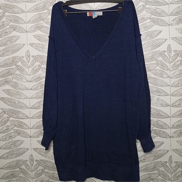 Free People Beach Sweater Pullover V Neck Oversized Pockets Flowy Sleeves - Picture 8 of 8